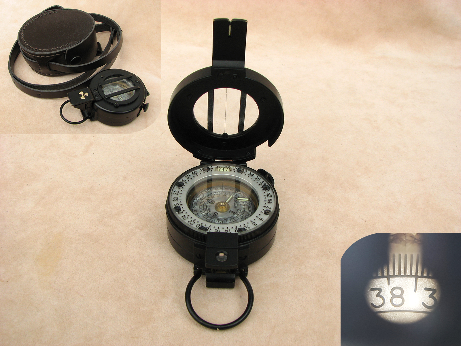 Francis Barker M-73 prismatic compass, Mils version with case